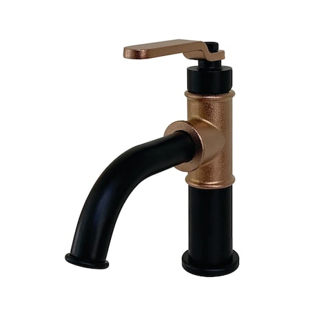 Kingston Brass Whitaker Single-Handle Bathroom Faucet W/Push Pop-Up, Black/Rose Gold KS2827KL